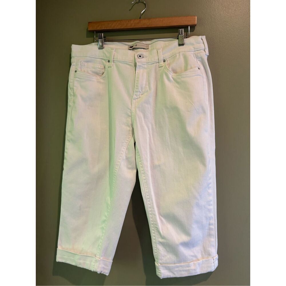 Levi’s 12 white folded hem cotton capri jeans